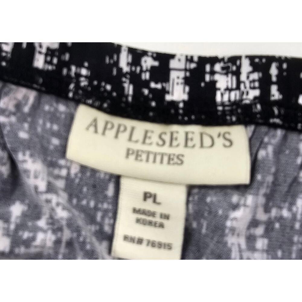 Vintage appleseeds PETITE L PL black white paint splatter pull on skirt modest + - Picture 3 of 6